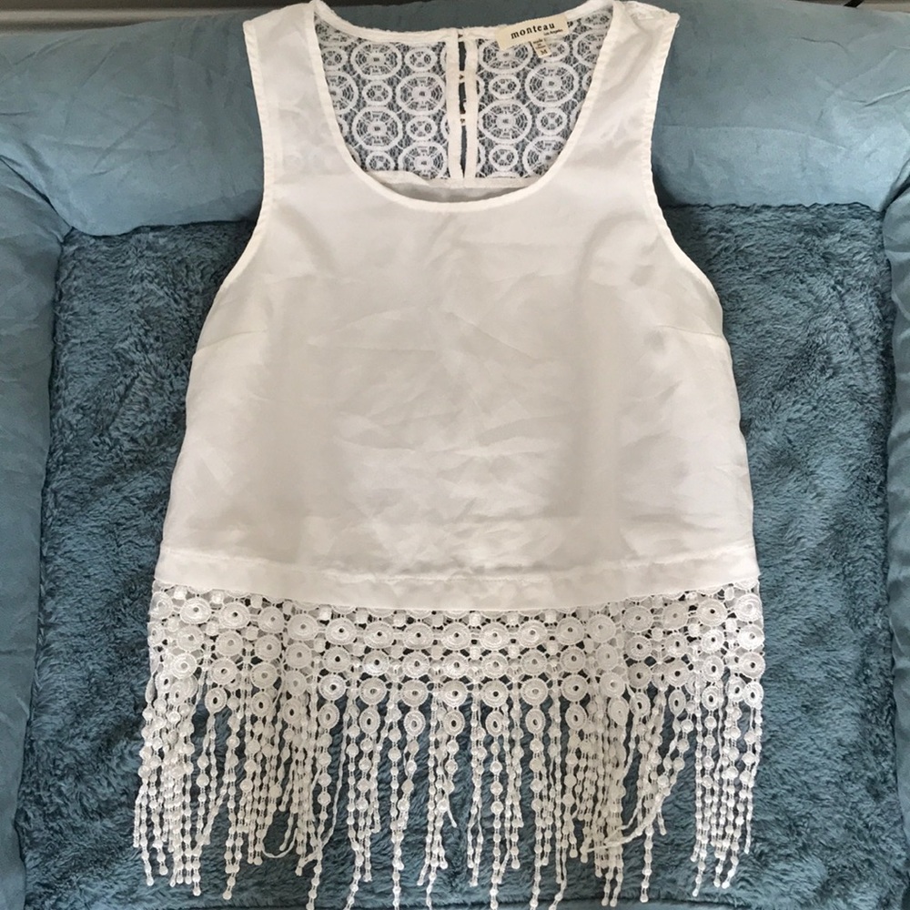 White crop top and fringe shirt